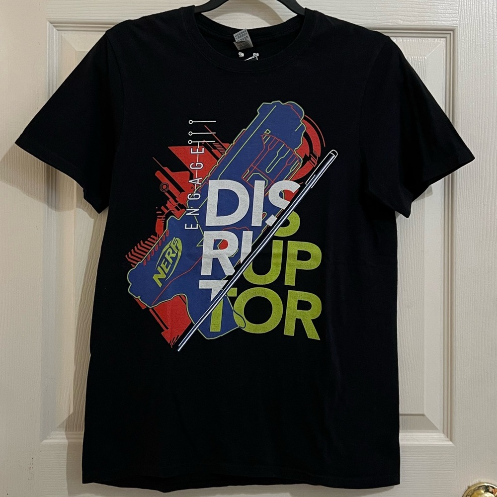 Hasbro Nerf Engage Disruptor Blaster Pistol Promo Tee Black Small Gun Toy Retro